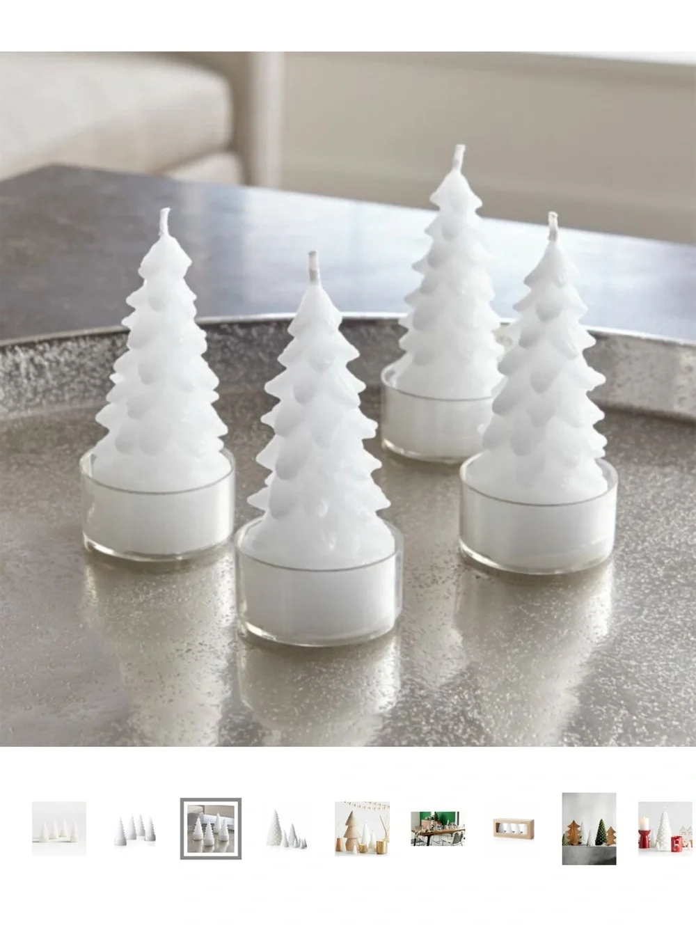 Crate&Barrel White Tree Tealight Candles - Set of 4